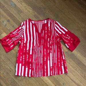 New! Red and White Striped Blouse